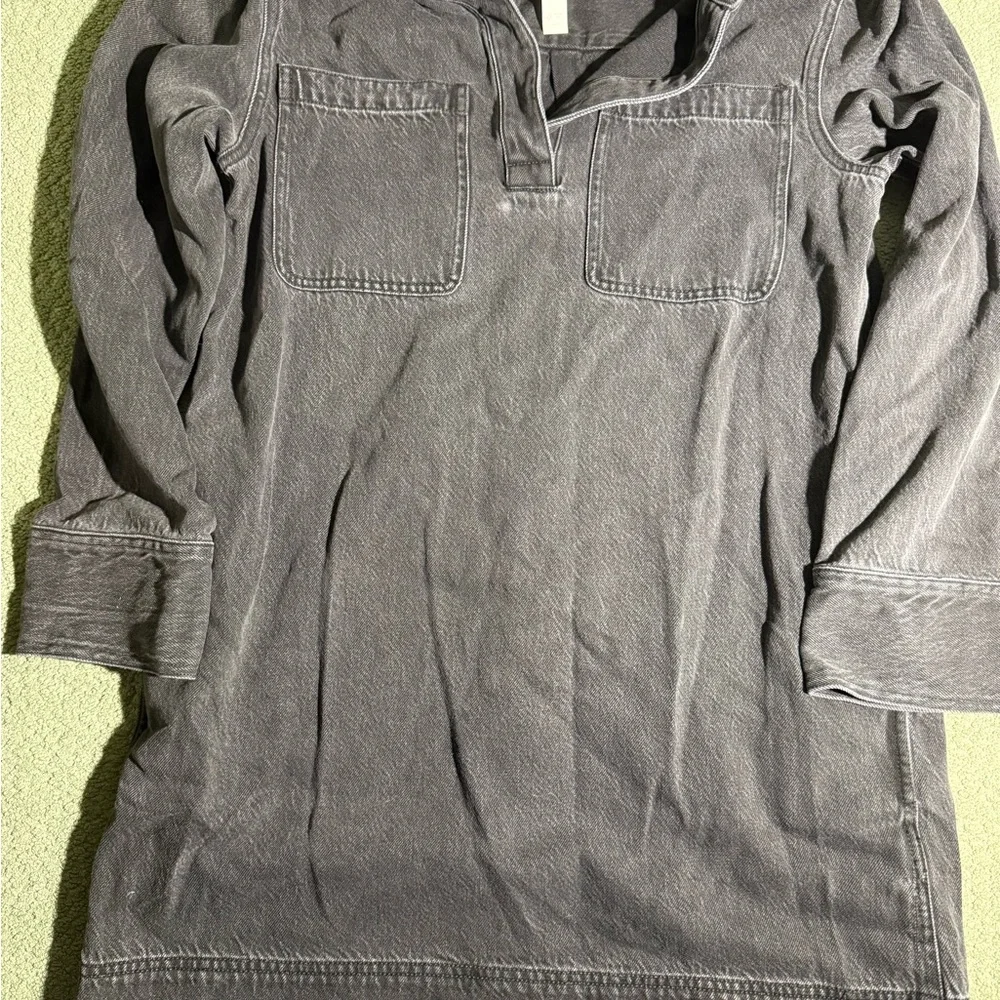 Madewell NWT Popover Mini Dress: Airy Denim Edition Faded Black Medium - Picture 4 of 7